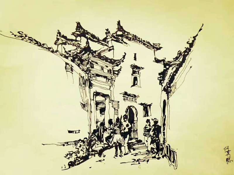何其聪作品《建筑速写》荣获体育会员组一等奖（艺术谈球吧体育供图）.jpg